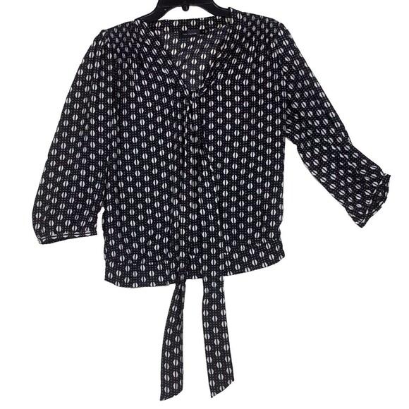 The limited Womens Small Black V Neck Smocked Waist Sheer Top Blouse - Picture 1 of 8